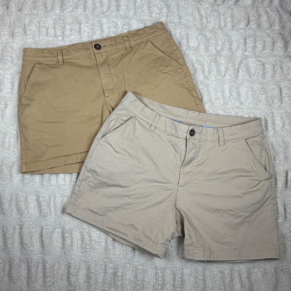 Chubbies Mens 34 Stretch Twill Chino Shorts Bundle Khaki Tan 5.5 Inseam Lot of 2